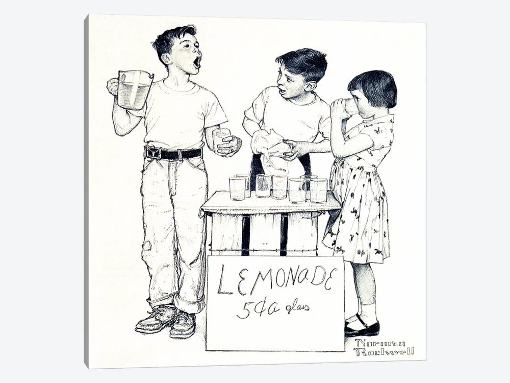 Lemonade Stand by Norman Rockwell 1-piece Canvas Artwork