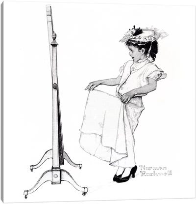 Girl in Front of Mirror Canvas Art Print - Norman Rockwell
