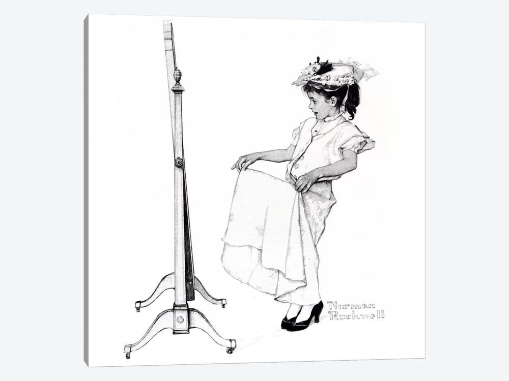 Girl in Front of Mirror by Norman Rockwell 1-piece Canvas Print