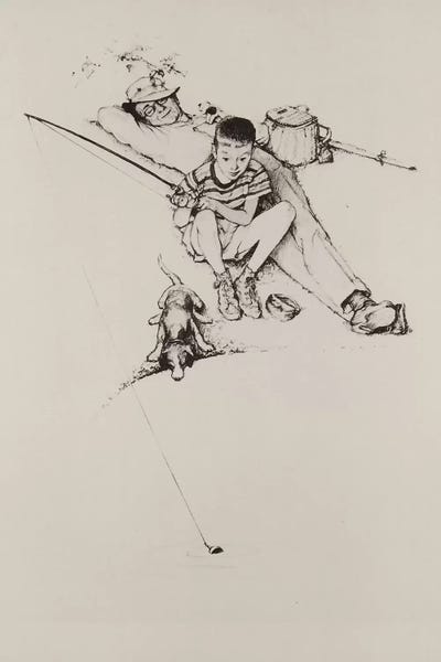 Fishing: Fishing Grandfather and Boy by Norman Rockwell