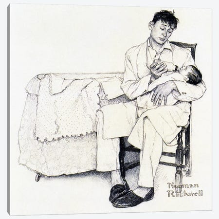 Father Feeding Infant Canvas Print #NRL266} by Norman Rockwell Canvas Art