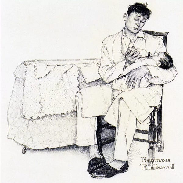 Norman Rockwell: Father Feeding Infant by Norman Rockwell