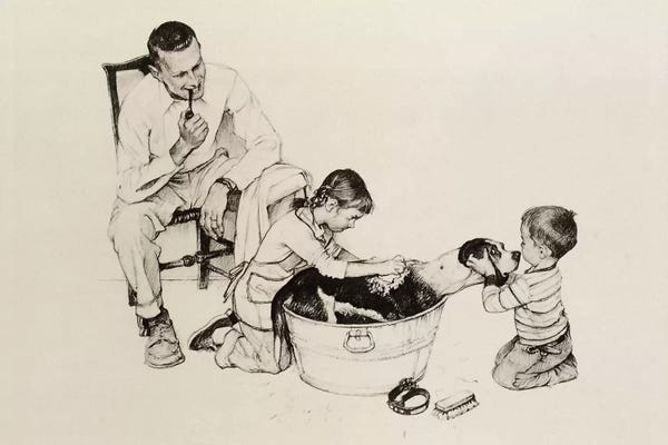 Norman Rockwell: Dog's Bath by Norman Rockwell