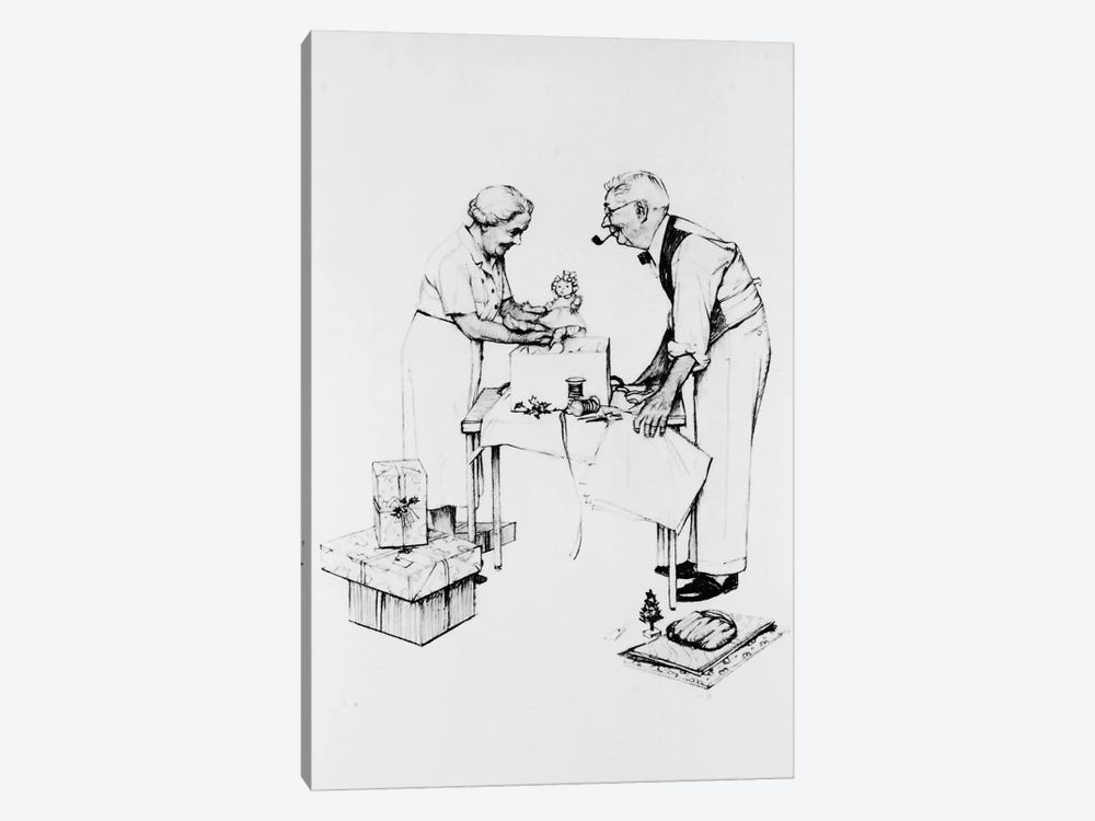 Christmas by Norman Rockwell 1-piece Canvas Art Print