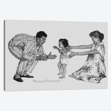 Baby's First Step Canvas Print #NRL271} by Norman Rockwell Canvas Artwork