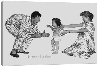 Baby's First Step Canvas Art Print - Family Art