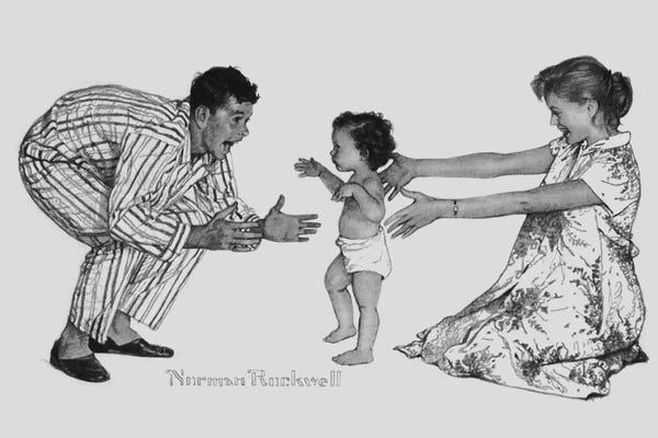 Norman Rockwell: Baby's First Step by Norman Rockwell