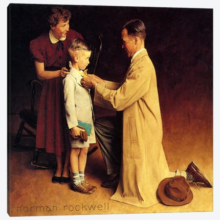 His First Day at School Canvas Print #NRL272} by Norman Rockwell Canvas Art