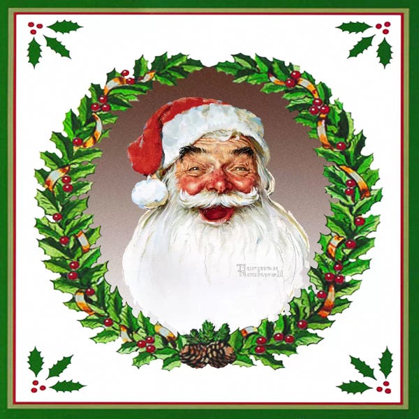Norman Rockwell: Santa Claus with Wreath by Norman Rockwell