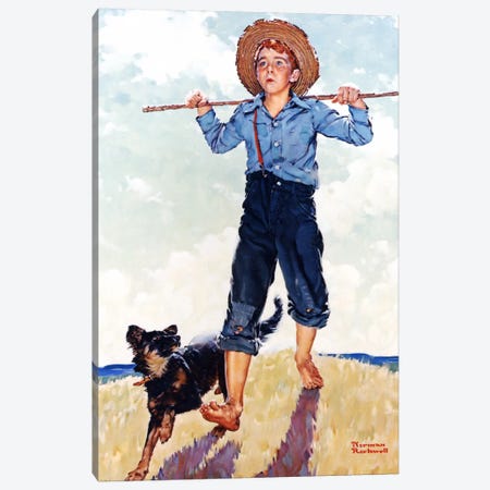 Boy and Dog Canvas Print #NRL288} by Norman Rockwell Art Print