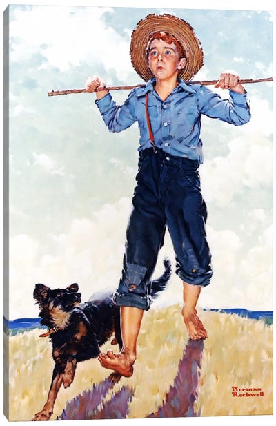 Boy and Dog Canvas Art Print - Norman Rockwell