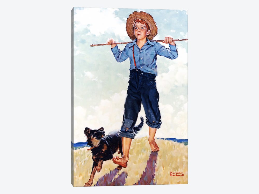 Boy and Dog by Norman Rockwell 1-piece Canvas Art