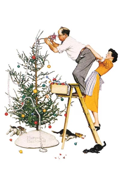 Norman Rockwell: Trimming the Tree by Norman Rockwell