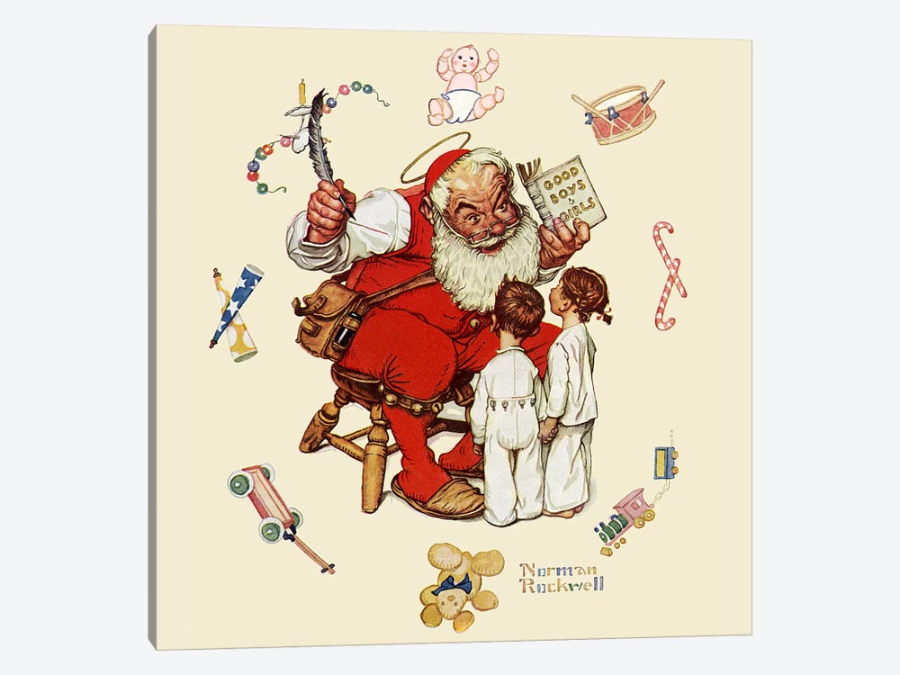 Santa's Visitors by Norman Rockwell 1-piece Art Print