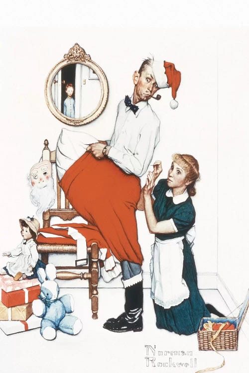 Santa's Surprise by Norman Rockwell wall art