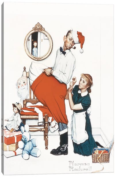 Santa's Surprise Canvas Art Print - Norman Rockwell Christmas Art