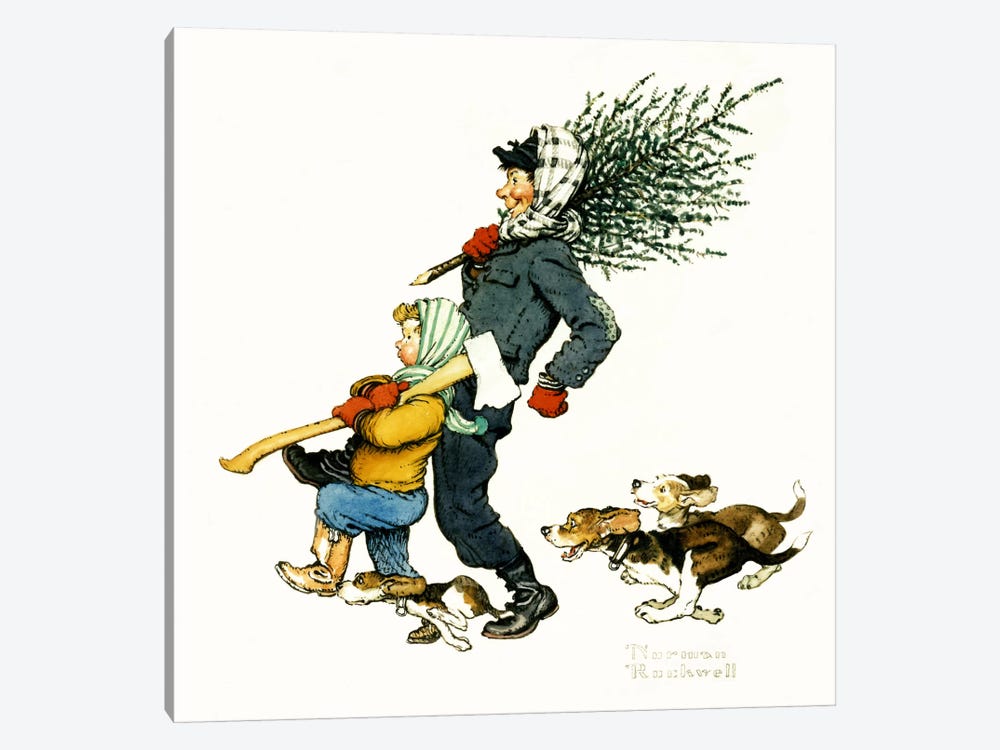 Bringing Home the Tree by Norman Rockwell 1-piece Art Print