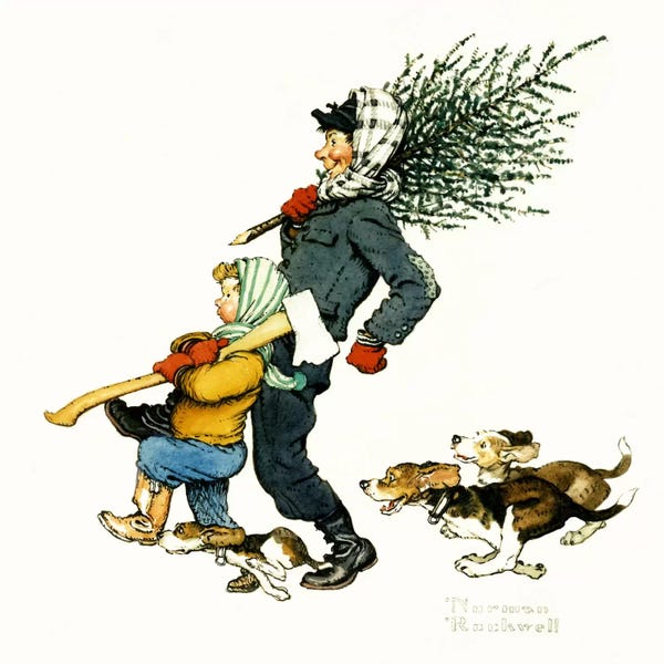 Norman Rockwell: Bringing Home the Tree by Norman Rockwell