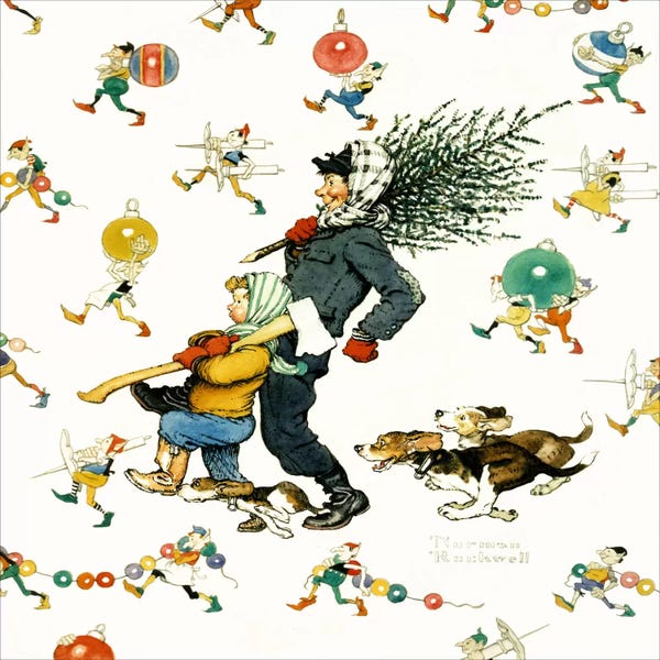 Norman Rockwell: Bringing Home the Tree #2 by Norman Rockwell
