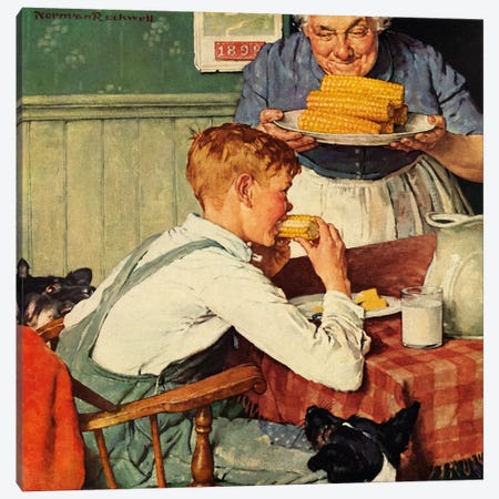 ...And Then Ma, or Grandma Brought 'Em In Canvas Print #NRL309} by Norman Rockwell Canvas Wall Art