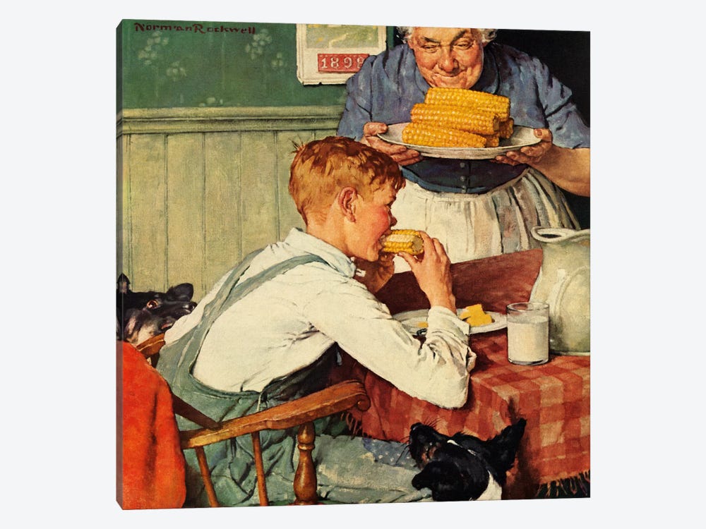 ...And Then Ma, or Grandma Brought 'Em In by Norman Rockwell 1-piece Canvas Wall Art