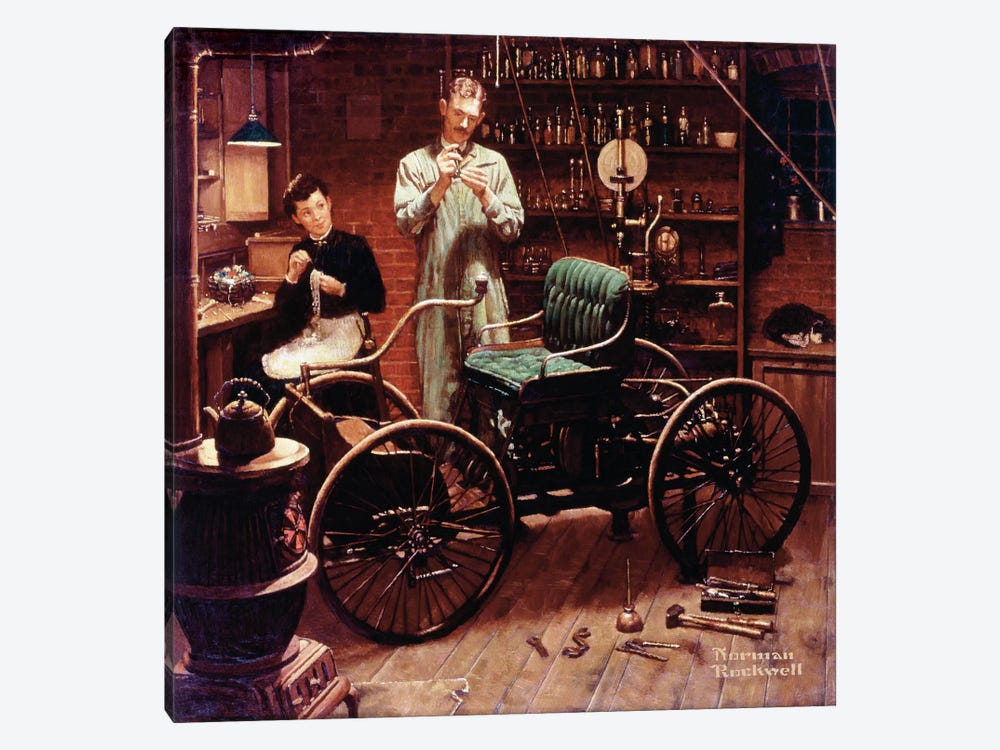 The Revolution that Started in a Shed at Night by Norman Rockwell 1-piece Canvas Artwork