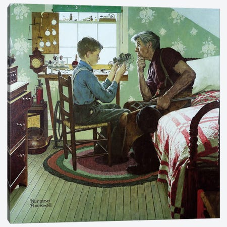 The Boy Who Put the World on Wheels Canvas Print #NRL316} by Norman Rockwell Canvas Wall Art