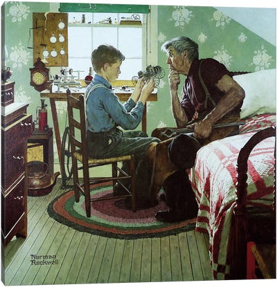 The Boy Who Put the World on Wheels Canvas Art Print - Norman Rockwell