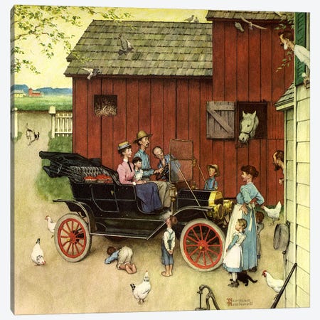 The Farmer Takes a Ride Canvas Print #NRL317} by Norman Rockwell Canvas Wall Art