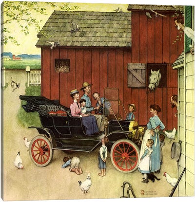 The Farmer Takes a Ride Canvas Art Print - Norman Rockwell