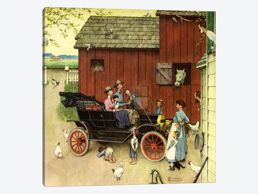 The Farmer Takes a Ride by Norman Rockwell 1-piece Canvas Art Print
