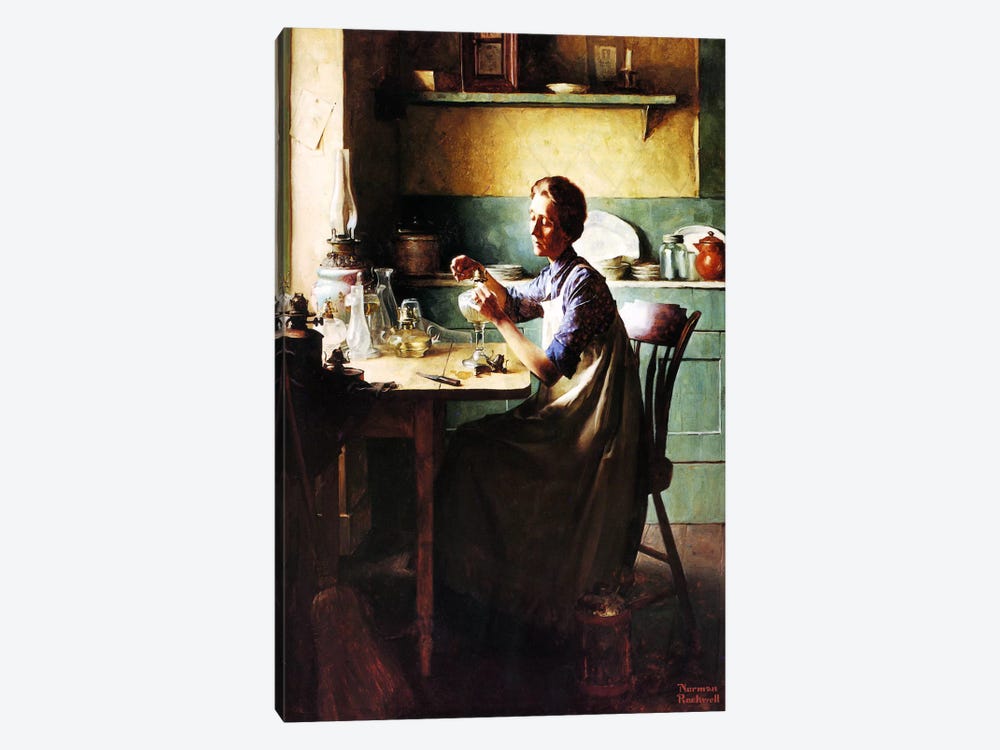 But You'll Have Light at the Touch of a Finger by Norman Rockwell 1-piece Canvas Wall Art