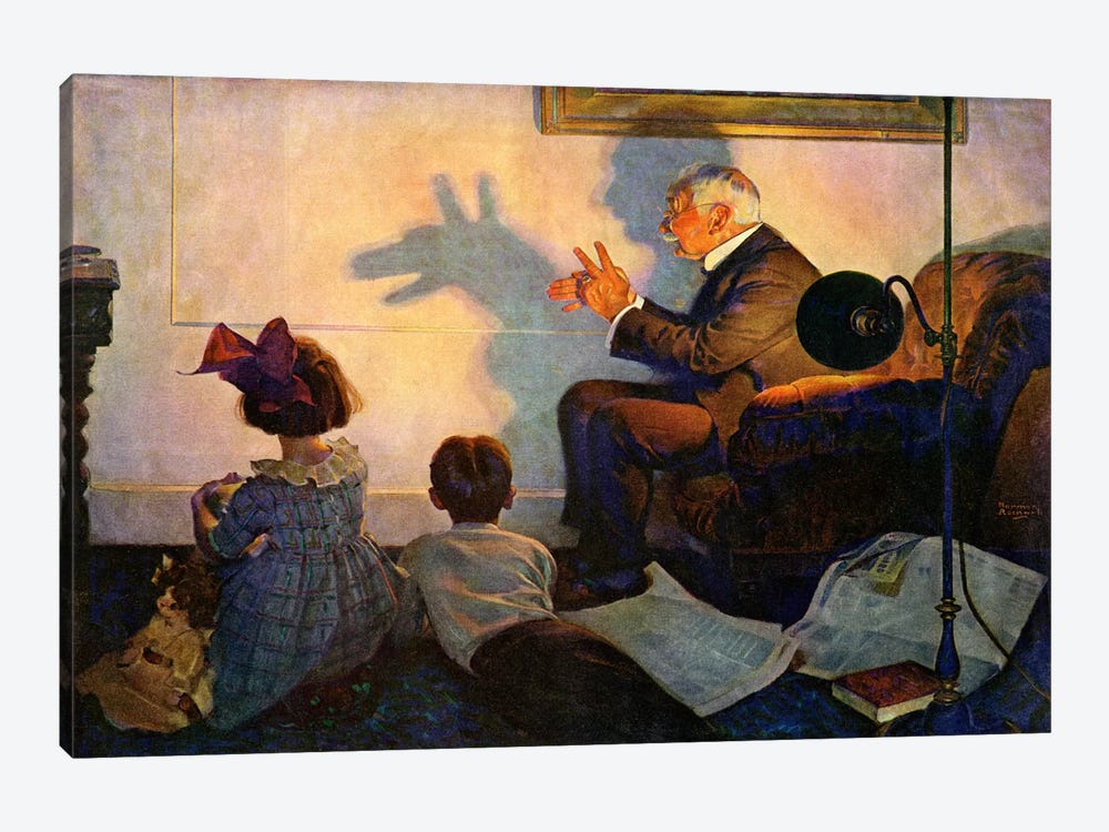 The Children's Hour by Norman Rockwell 1-piece Canvas Art Print