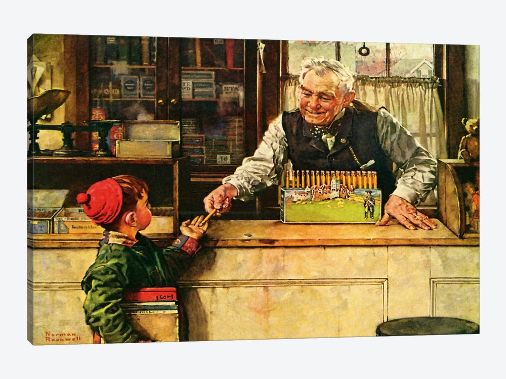 His First Pencil by Norman Rockwell 1-piece Canvas Wall Art