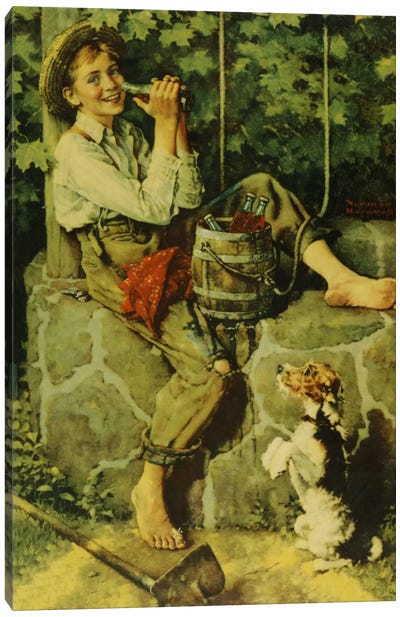 Fresh from the Well Canvas Art Print - Norman Rockwell
