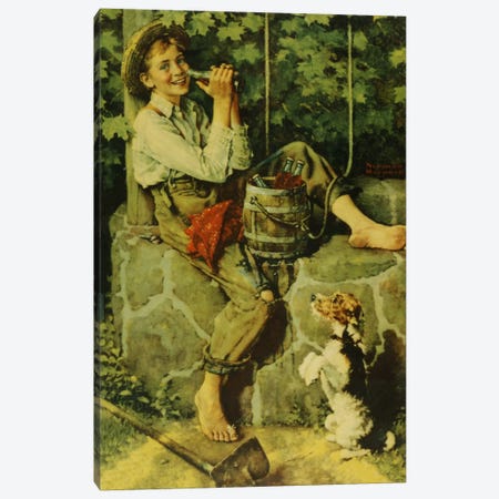 Fresh from the Well Canvas Print #NRL357} by Norman Rockwell Canvas Wall Art