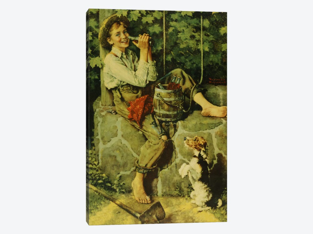 Fresh from the Well by Norman Rockwell 1-piece Canvas Art Print