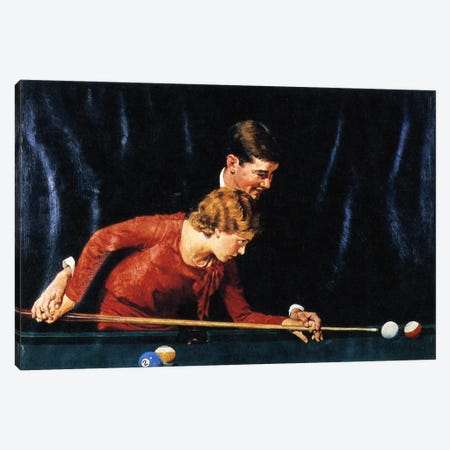 Billiards Is Easy to Learn Canvas Print #NRL359} by Norman Rockwell Canvas Art Print