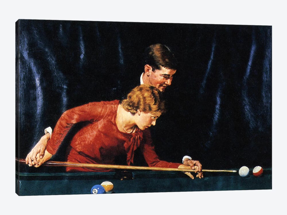 Billiards Is Easy to Learn by Norman Rockwell 1-piece Canvas Art Print