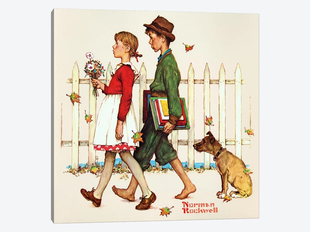 indgang problem Katedral Young Love: Walking to School Art Print by Norman Rockwell | iCanvas