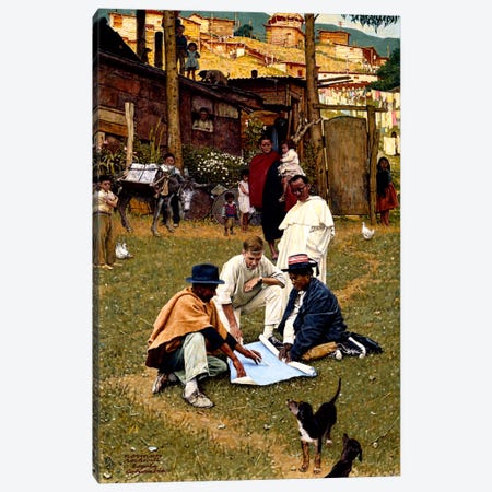 The Peace Corps in Bogota, Colombia Canvas Print #NRL37} by Norman Rockwell Canvas Artwork