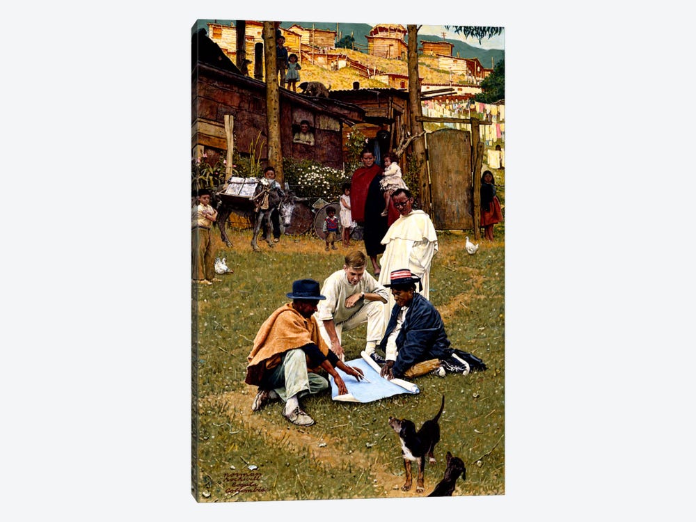 The Peace Corps in Bogota, Colombia by Norman Rockwell 1-piece Art Print