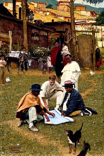 Norman Rockwell: The Peace Corps in Bogota, Colombia by Norman Rockwell