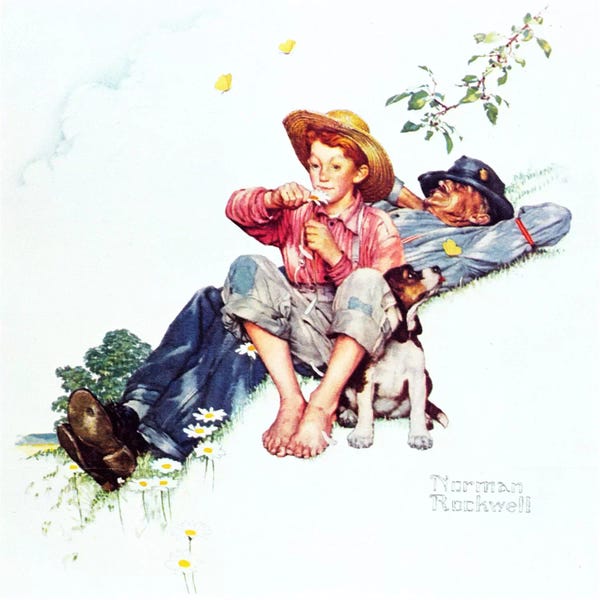 Norman Rockwell: Grandpa and Me: Picking Daisies by Norman Rockwell