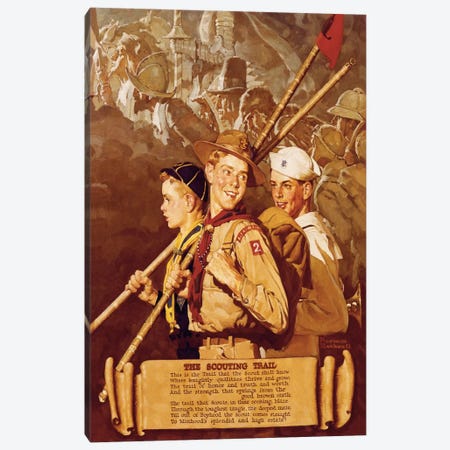 The Scouting Trail Canvas Print #NRL387} by Norman Rockwell Art Print