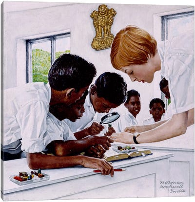 The Peace Corps in India Canvas Art Print - Norman Rockwell