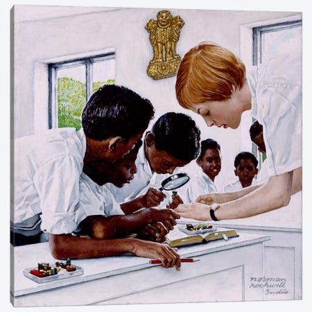The Peace Corps in India Canvas Print #NRL38} by Norman Rockwell Canvas Print