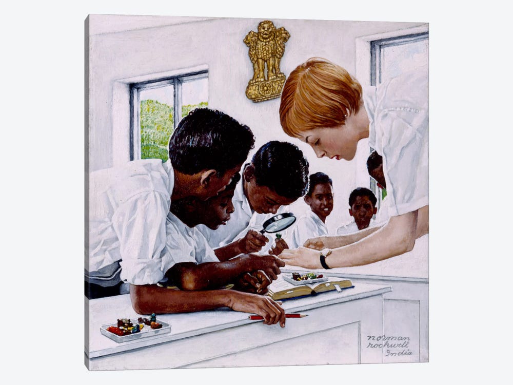 The Peace Corps in India by Norman Rockwell 1-piece Canvas Artwork