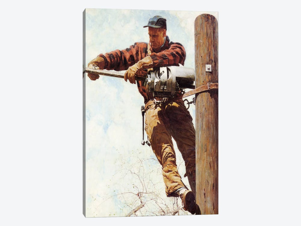 The Lineman by Norman Rockwell 1-piece Art Print