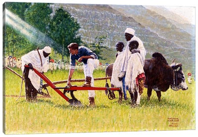 The Peace Corps in Ethiopia   Canvas Art Print - Norman Rockwell